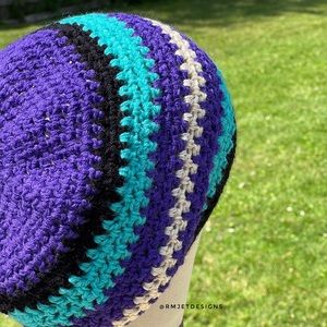 Purple Black Teal Tam Dreadlock Extra Slouchy Hat Hippie Beanie Hat Large Unisex